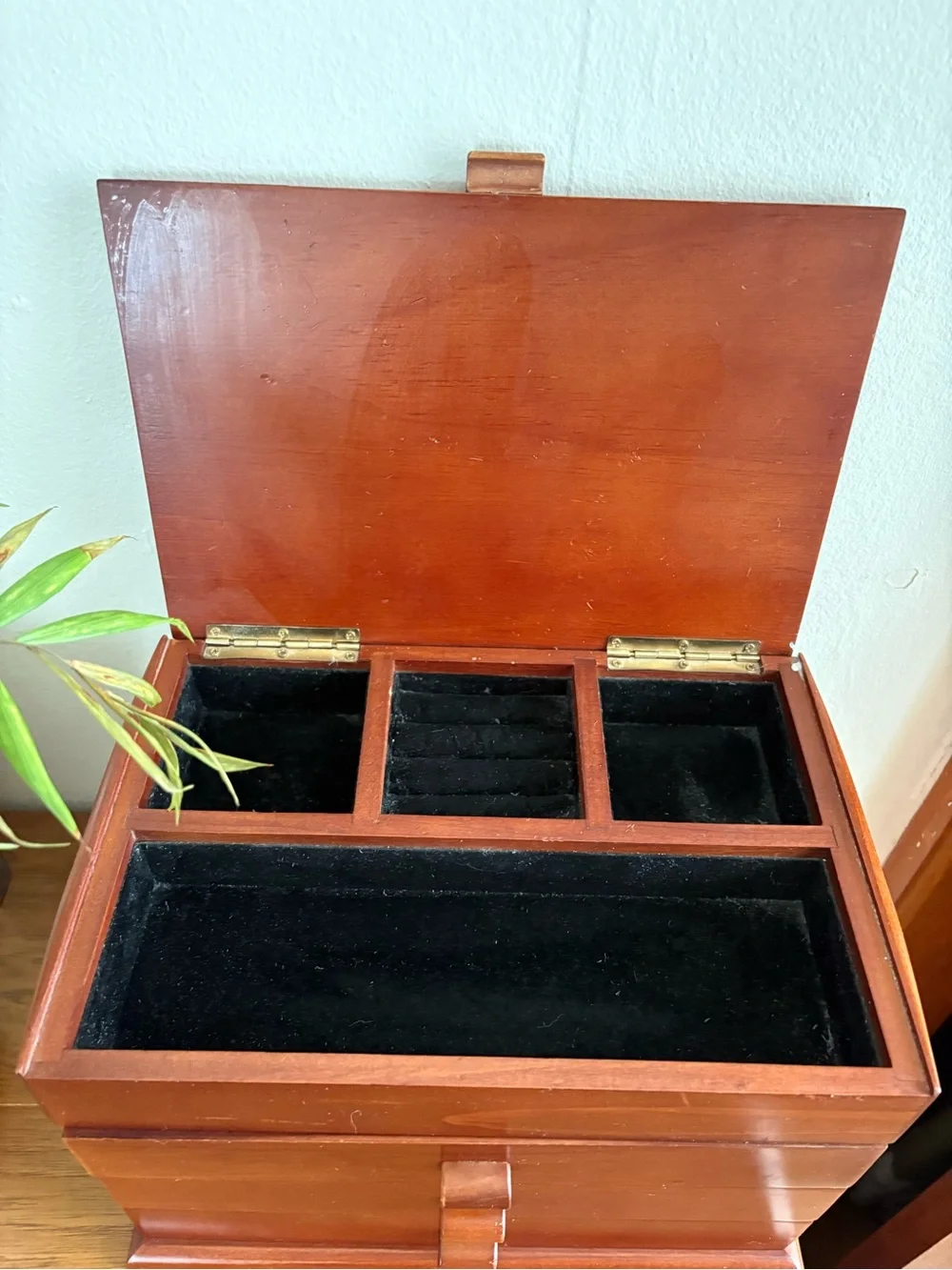 Vintage 4 Drawer Wood Jewelry Box VGUC MCM